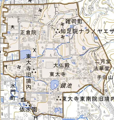 雑司町とその周辺の地図。町の範囲を重ねている