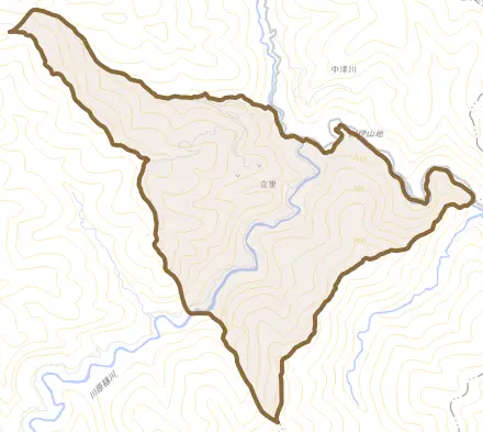 大字立里とその周辺の地図。町の範囲を重ねている