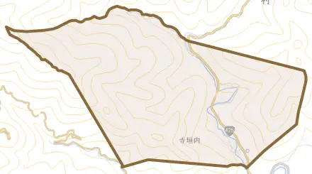 大字寺垣内とその周辺の地図。町の範囲を重ねている