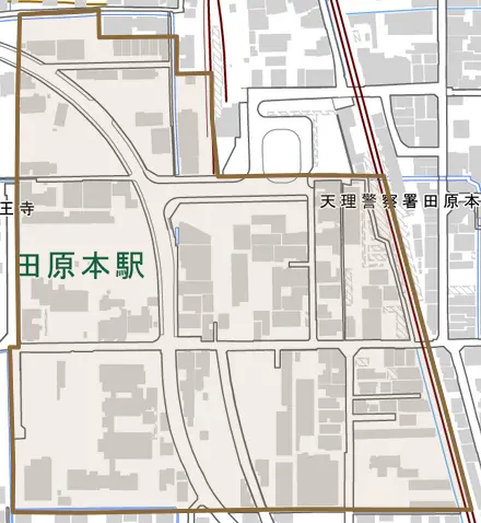 幸町とその周辺の地図。町の範囲を重ねている