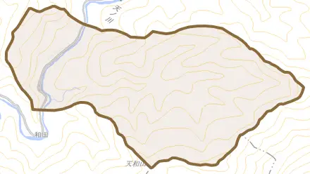 大字栃尾とその周辺の地図。町の範囲を重ねている