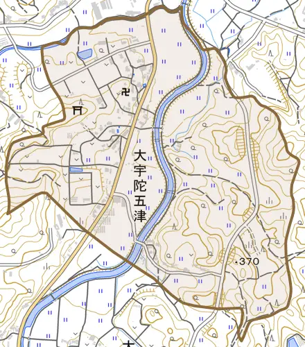 大宇陀五津とその周辺の地図。町の範囲を重ねている