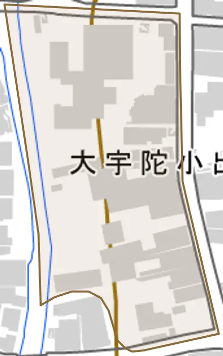 大宇陀小出口とその周辺の地図。町の範囲を重ねている
