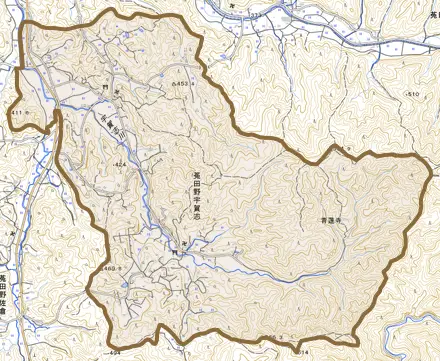 菟田野宇賀志とその周辺の地図。町の範囲を重ねている