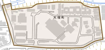 天理町とその周辺の地図。町の範囲を重ねている