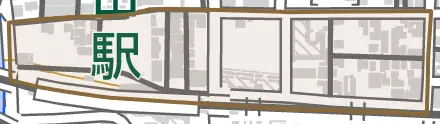 日之出西本町とその周辺の地図。町の範囲を重ねている