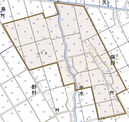 蒔田とその周辺の地図。町の範囲を重ねている