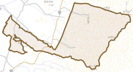 大室とその周辺の地図。町の範囲を重ねている