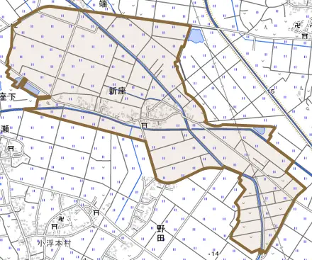 新座とその周辺の地図。町の範囲を重ねている