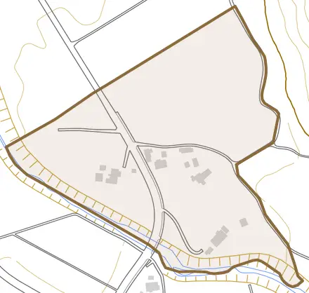中島とその周辺の地図。町の範囲を重ねている