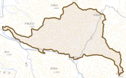 笹目とその周辺の地図。町の範囲を重ねている