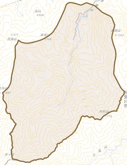 大字橋立とその周辺の地図。町の範囲を重ねている