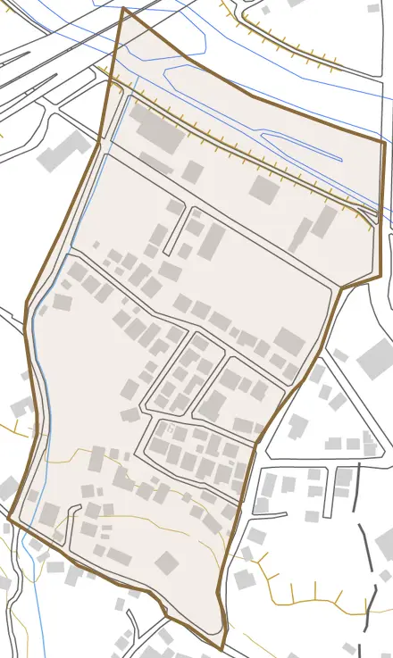 大字桂とその周辺の地図。町の範囲を重ねている
