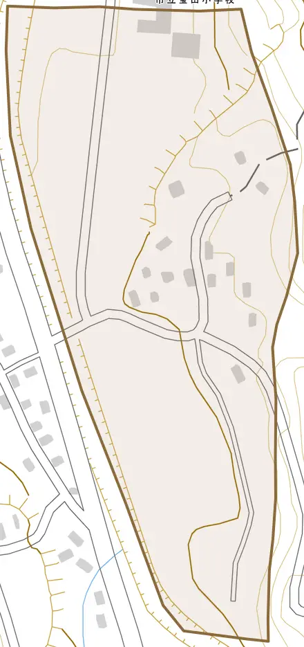 名立区車路とその周辺の地図。町の範囲を重ねている
