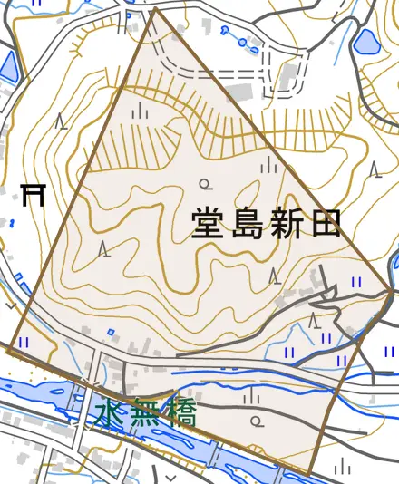 堂島新田とその周辺の地図。町の範囲を重ねている
