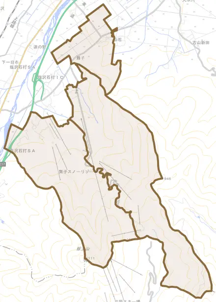 舞子とその周辺の地図。町の範囲を重ねている