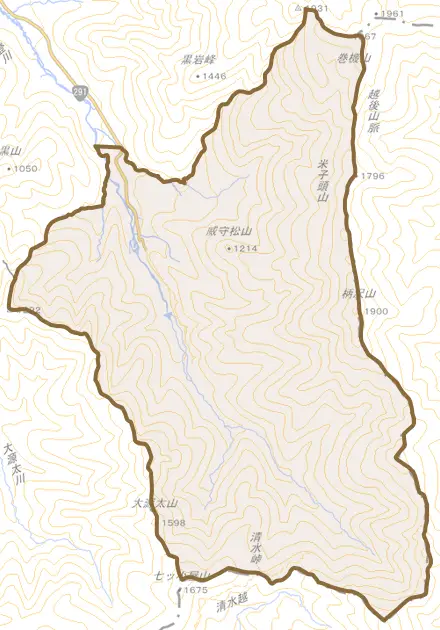 清水とその周辺の地図。町の範囲を重ねている
