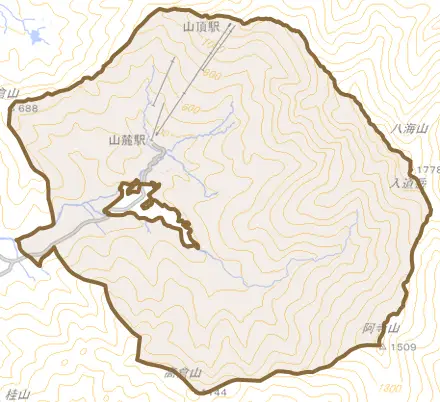 山口とその周辺の地図。町の範囲を重ねている