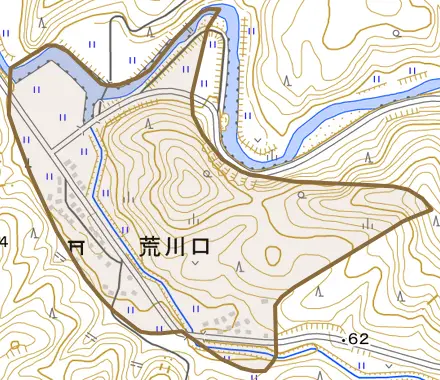 荒川口とその周辺の地図。町の範囲を重ねている