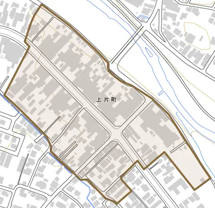 上片町とその周辺の地図。町の範囲を重ねている