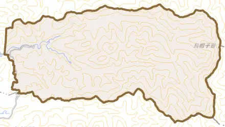 大栗田とその周辺の地図。町の範囲を重ねている