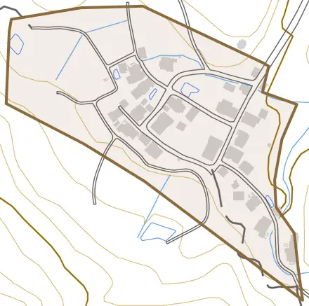 大沢とその周辺の地図。町の範囲を重ねている