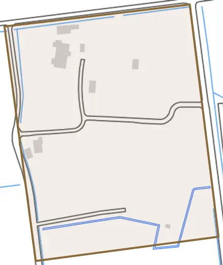 亀ケ谷新田とその周辺の地図。町の範囲を重ねている