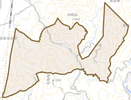 濁沢町とその周辺の地図。町の範囲を重ねている