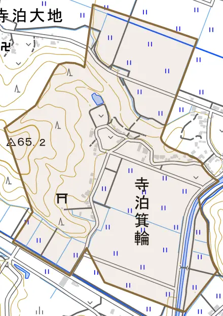 寺泊箕輪とその周辺の地図。町の範囲を重ねている