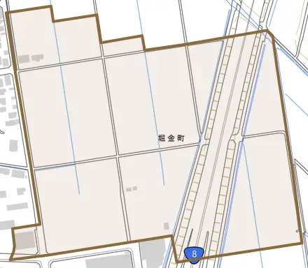 堀金町とその周辺の地図。町の範囲を重ねている