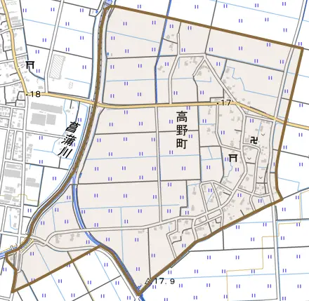 高野町とその周辺の地図。町の範囲を重ねている