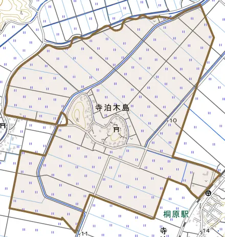寺泊木島とその周辺の地図。町の範囲を重ねている
