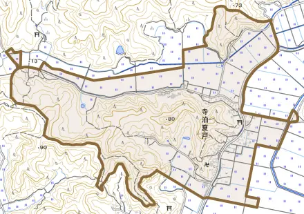 寺泊夏戸とその周辺の地図。町の範囲を重ねている