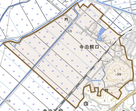 寺泊鰐口とその周辺の地図。町の範囲を重ねている