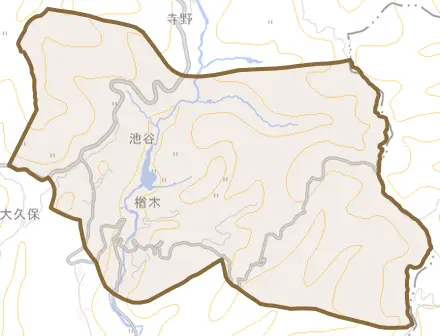 山古志南平とその周辺の地図。町の範囲を重ねている