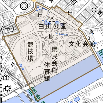一番堀通町とその周辺の地図。町の範囲を重ねている