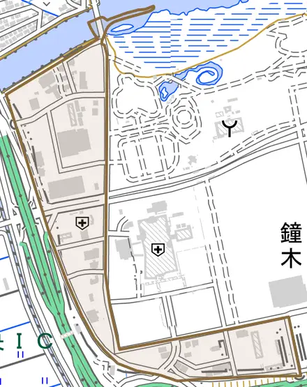 湖南とその周辺の地図。町の範囲を重ねている