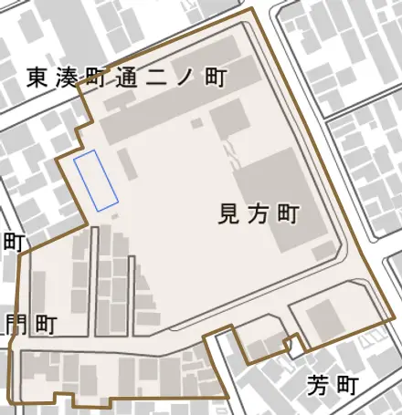 見方町とその周辺の地図。町の範囲を重ねている