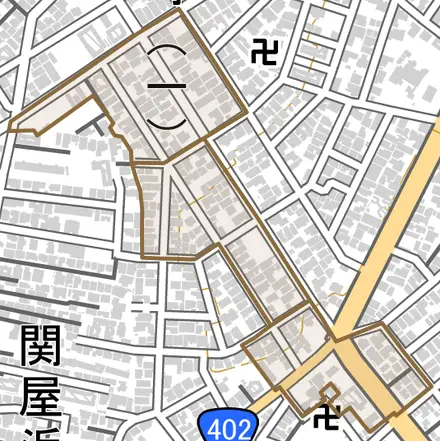 関屋昭和町とその周辺の地図。町の範囲を重ねている