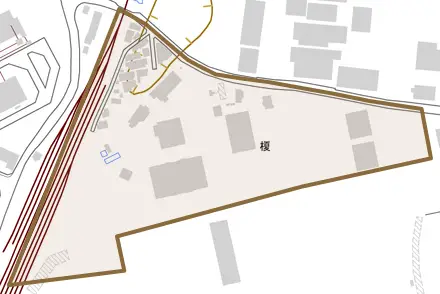 榎とその周辺の地図。町の範囲を重ねている