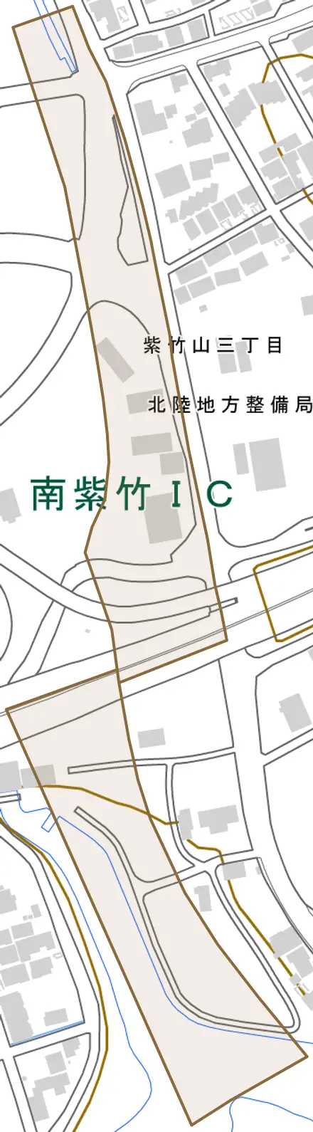 紫竹山とその周辺の地図。町の範囲を重ねている