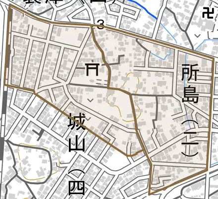 所島とその周辺の地図。町の範囲を重ねている