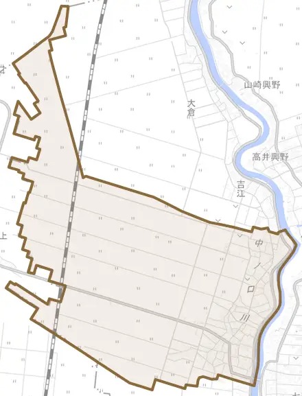 味方とその周辺の地図。町の範囲を重ねている