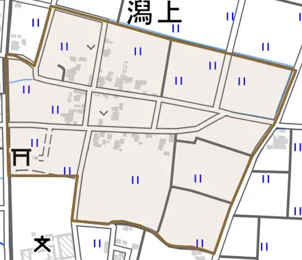 潟上とその周辺の地図。町の範囲を重ねている