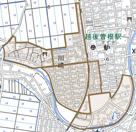 川崎とその周辺の地図。町の範囲を重ねている