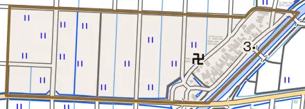 山島とその周辺の地図。町の範囲を重ねている