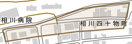 相川四十物町とその周辺の地図。町の範囲を重ねている