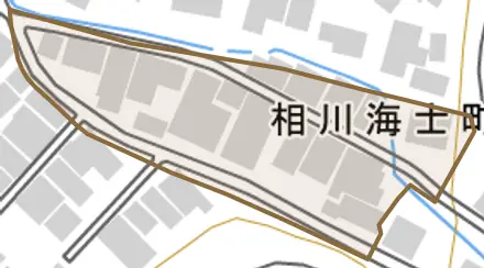 相川海士町とその周辺の地図。町の範囲を重ねている