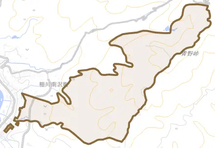 相川羽田村とその周辺の地図。町の範囲を重ねている