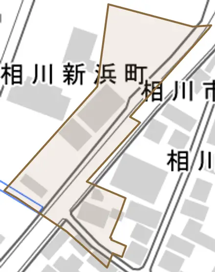 相川市町とその周辺の地図。町の範囲を重ねている